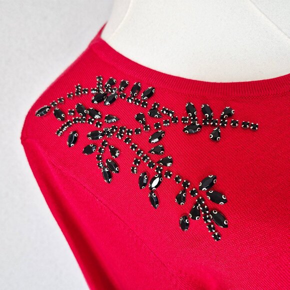 NWoT Chico's Jewelry Embellished Sweater Christmas Holiday Party Red - Picture 3 of 14